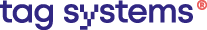 Logo for Tag Systems featuring 'tag systems' in bold purple letters with a red registered trademark symbol at the end.