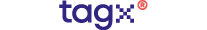 Logo for TAGx featuring 'tag' in bold purple letters followed by a stylized 'X' in block design with a red registered trademark symbol.